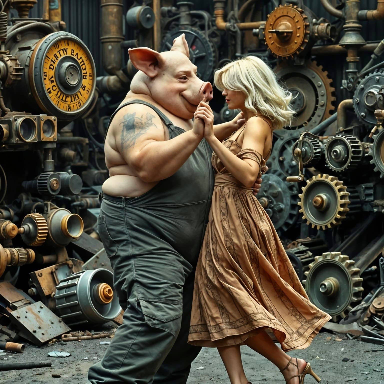 Steampunk Tango Dancers in a Scrapyard