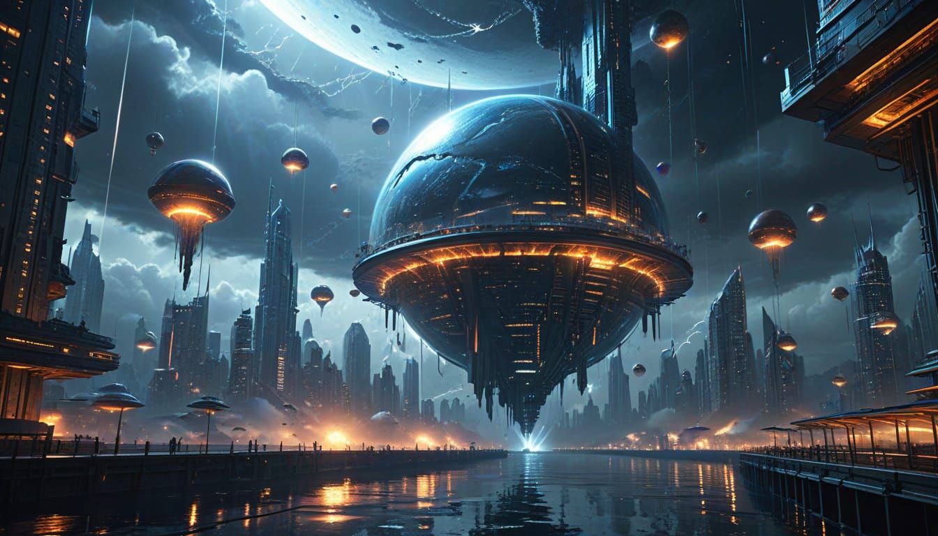 Futuristic City Floating Above Cloud Ocean