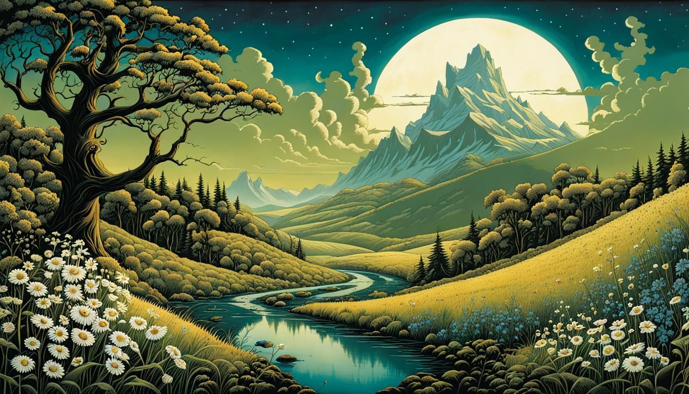 Wildflower Meadow Inspired by Botanical Illustration