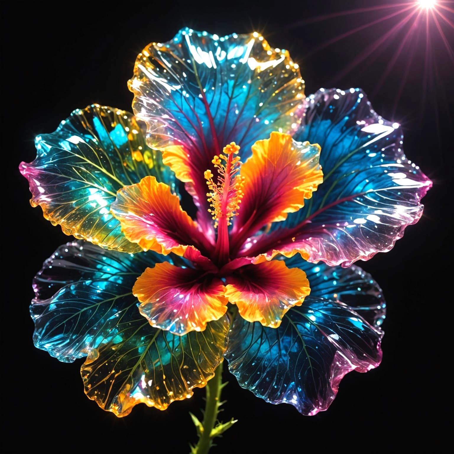 Vibrant Crystal Hibiscus in Sparkling Water