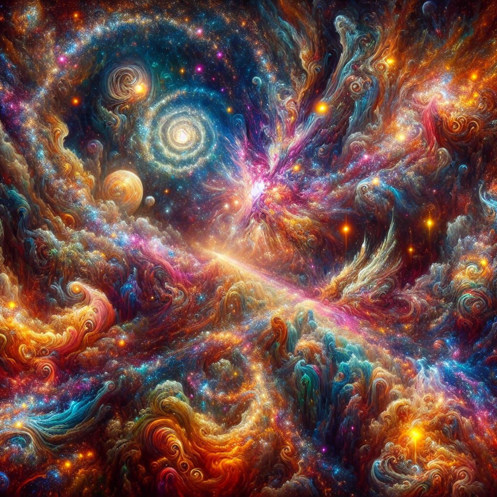 Astral Cosmic Illustration in Holographic Style