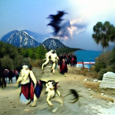Demons Fleeing Olympos: A Mythological Escape