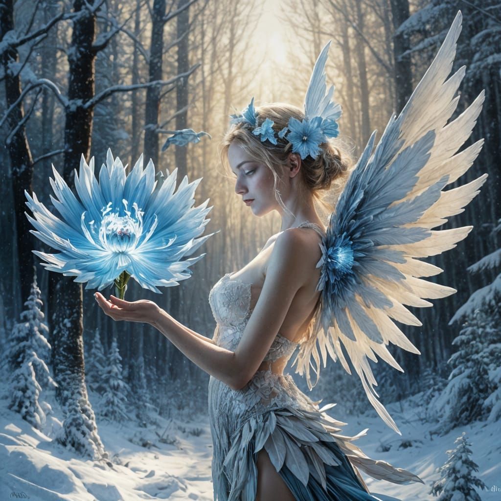 Frozen Elemental Fairy With Glowing Flower