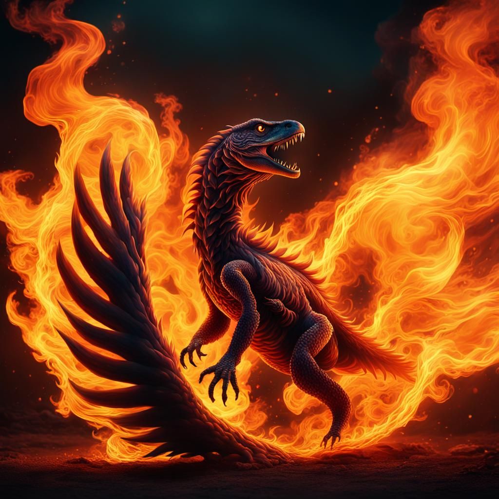 Surreal Flames Erupting in Fiery Abstract Shapes