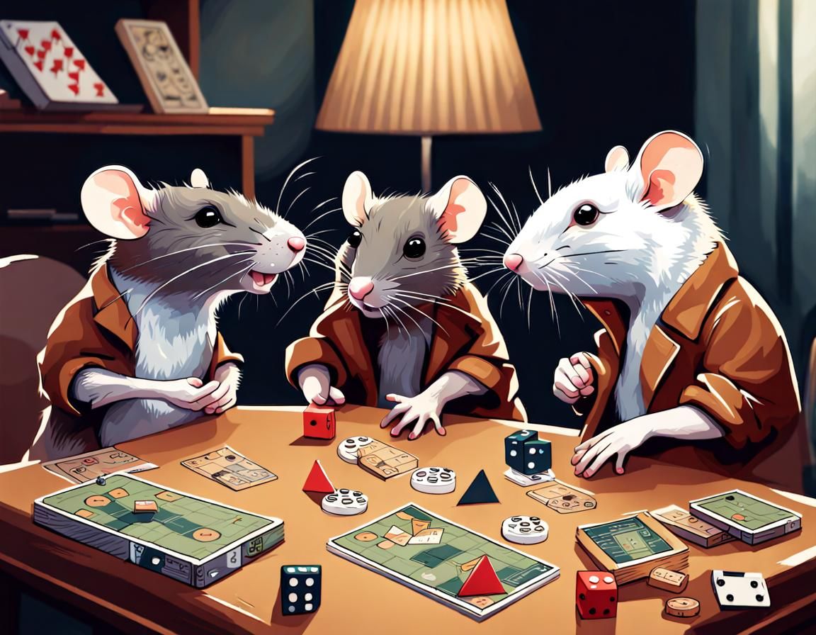 Rats Playing Board Games: A Realistic and Cute Scene