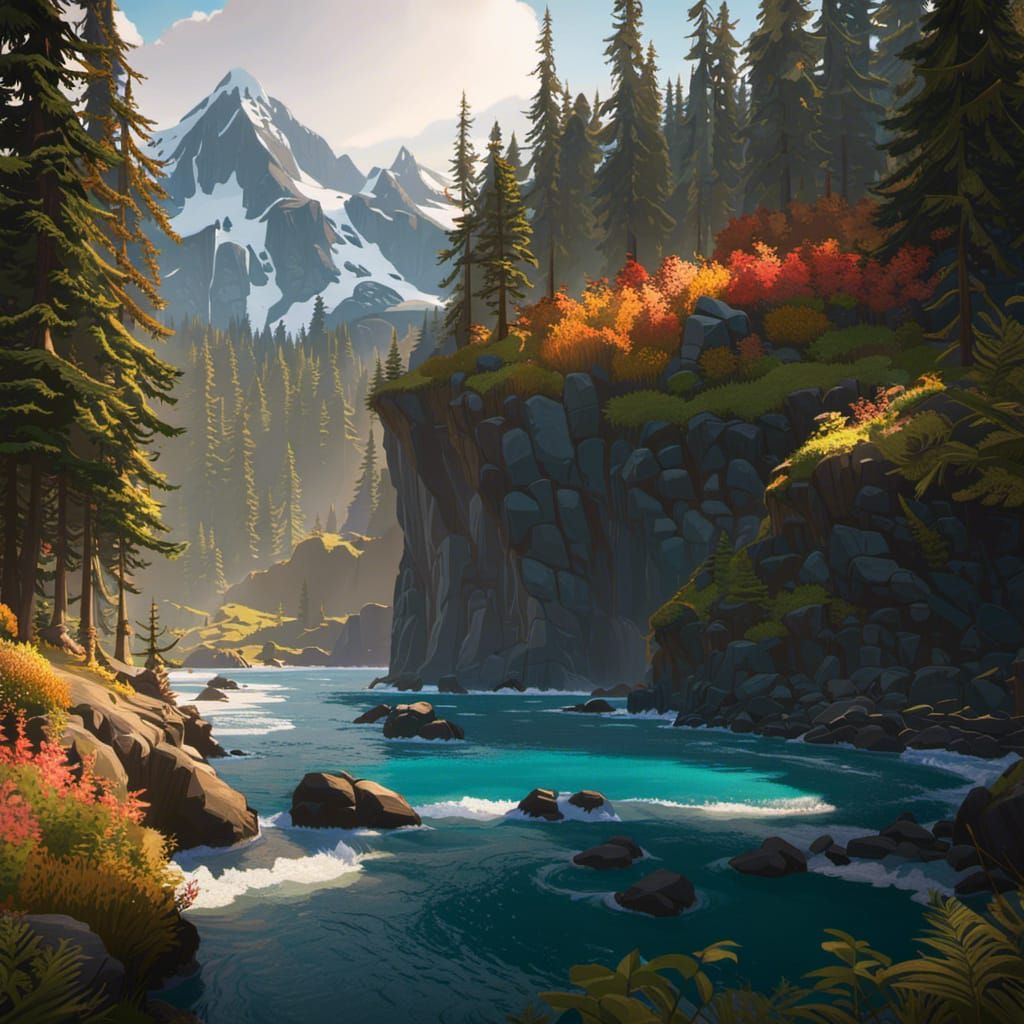 Pacific Northwest Concept Art in Hyperdetailed Style