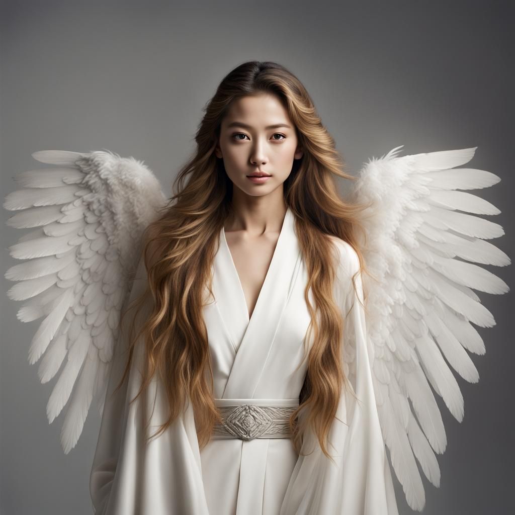 Beautiful Angel in Japanese Painting Style