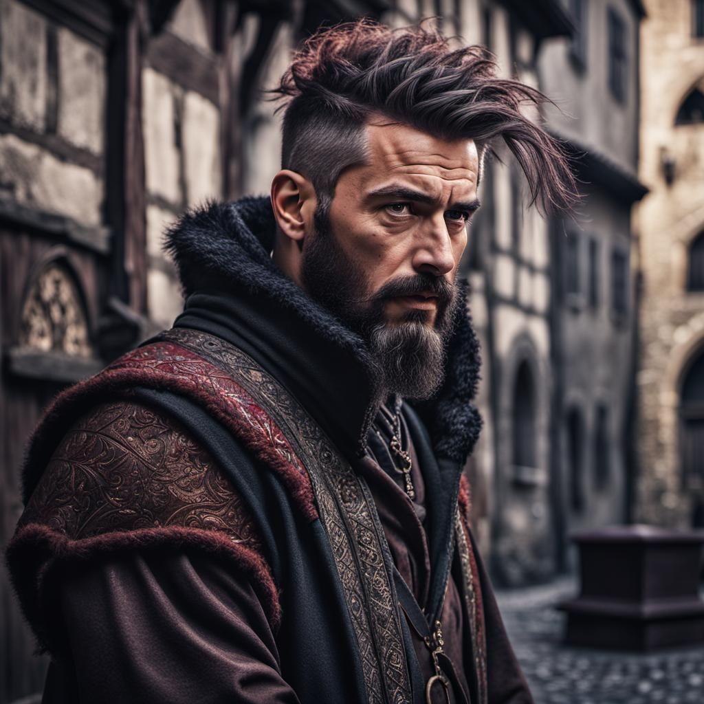 Eerie Punk Medieval Man in Fractal Fantasy World