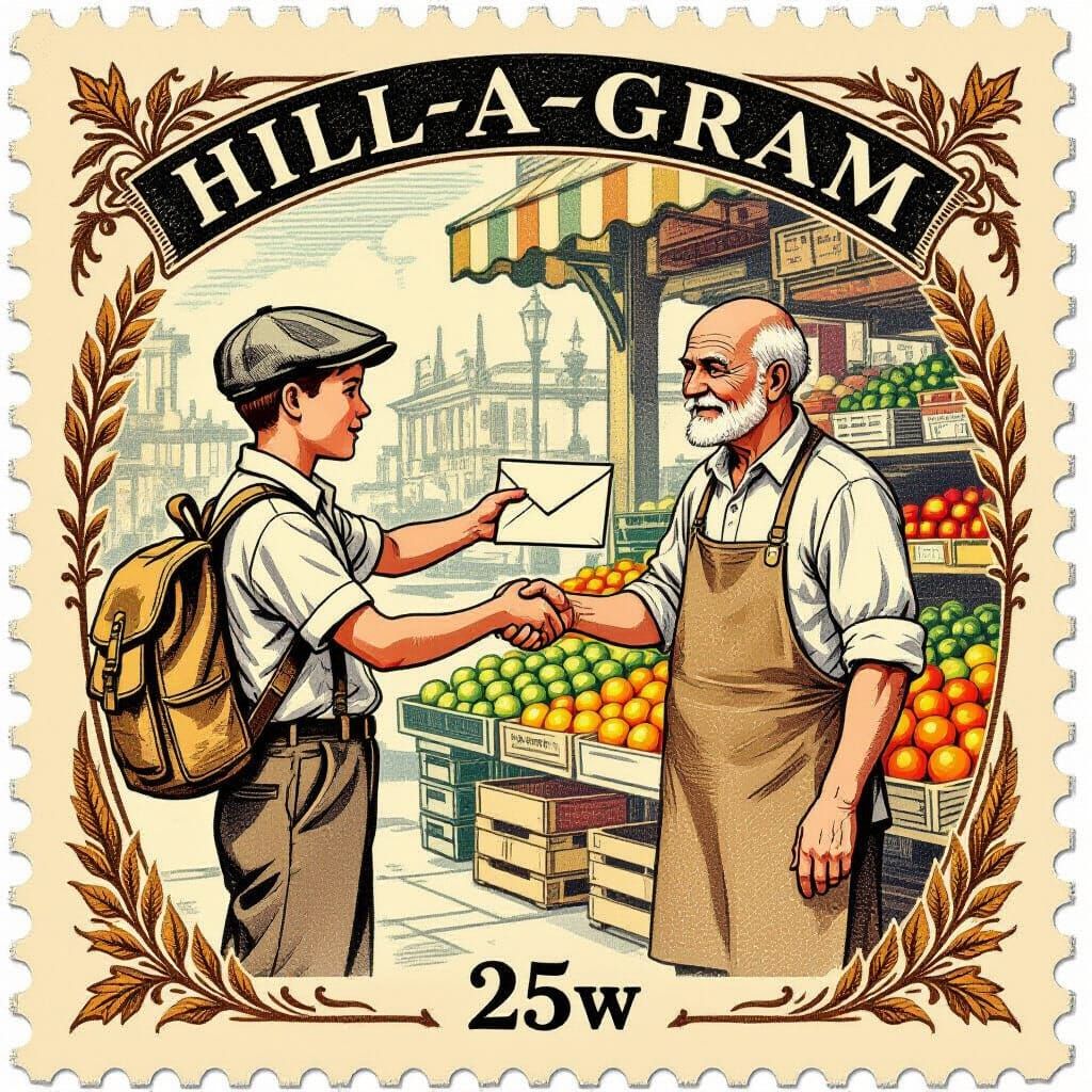 Vintage Telegram Delivery Stamp in Sepia Tones