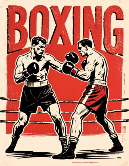 Vintage Boxing Match Poster with Gritty Hand-Drawn Style