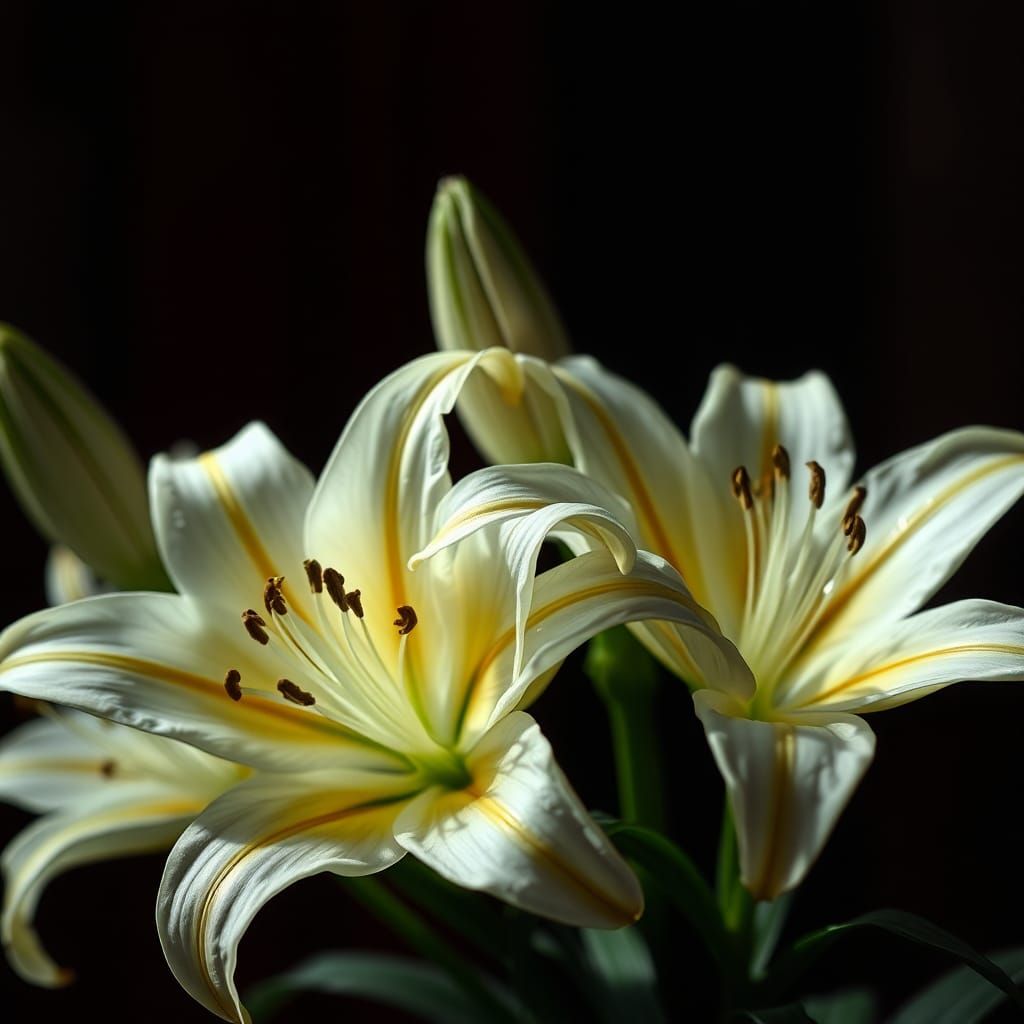 Hyperrealistic Lilies Macro Photography