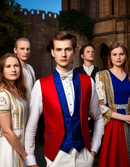 Nobleman Surrounded by Ladies at Medieval Ball