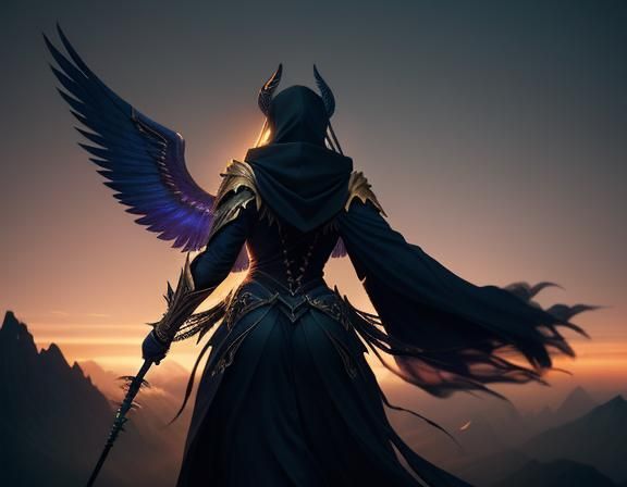 Winged Warrior in Dark Fantasy Illustration