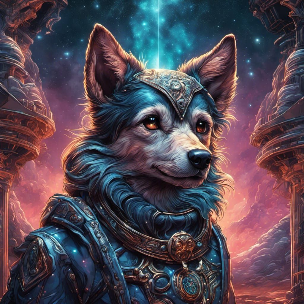 Detailed Wolf Chihuahua Hybrid in Comic Book Style