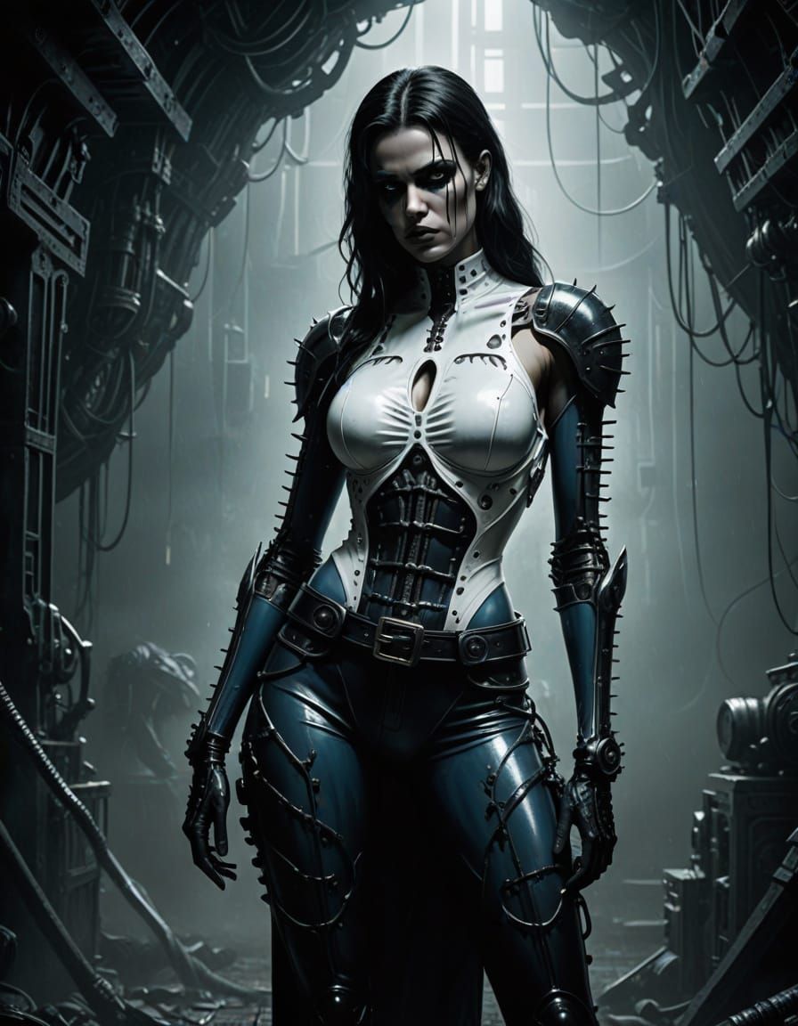 Cyberpunk Sorceress in Dark Fantasy Illustration