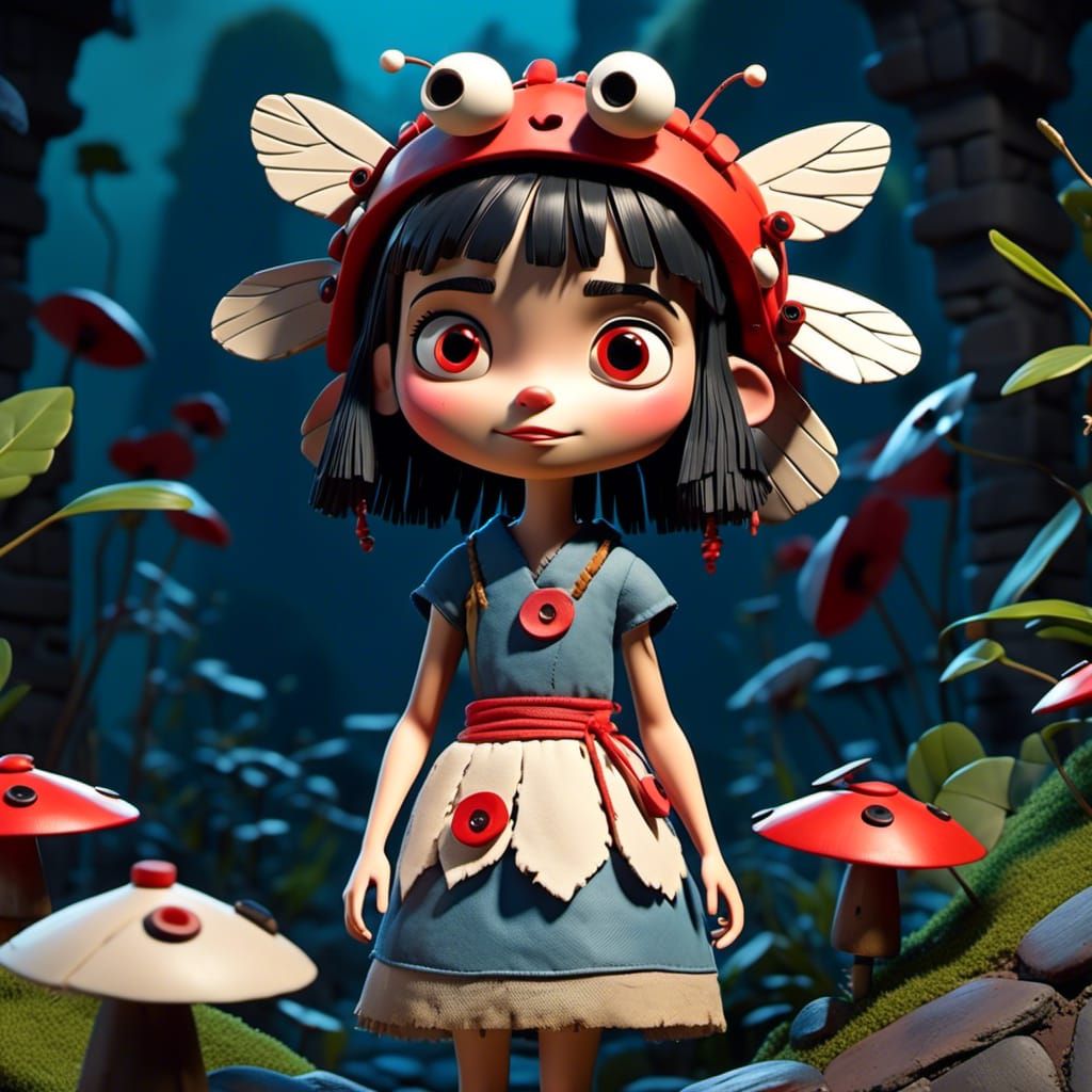 Doll Dressed as Princess Mononoke in High Detail