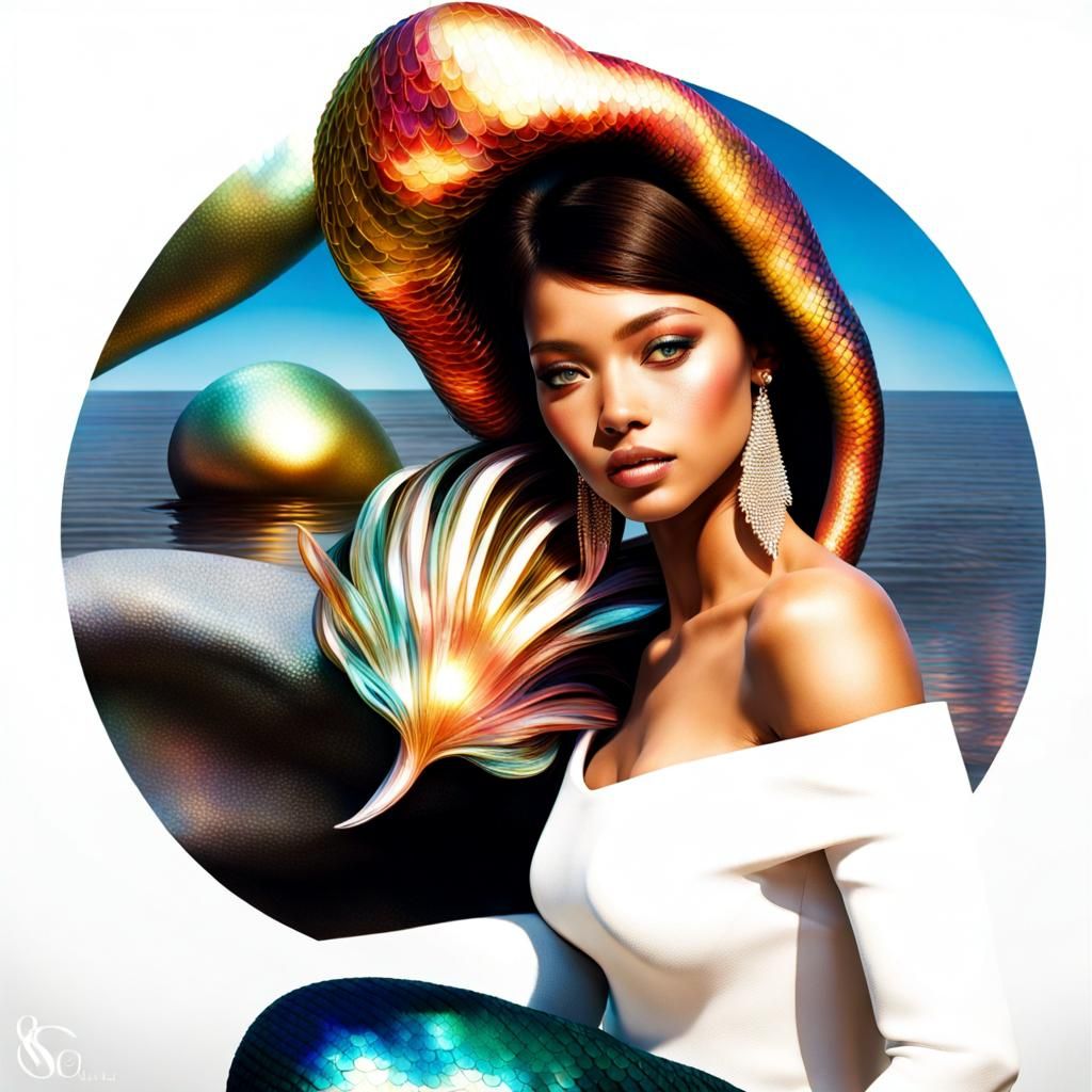 Iridescent Mermaid Fashion Portrait