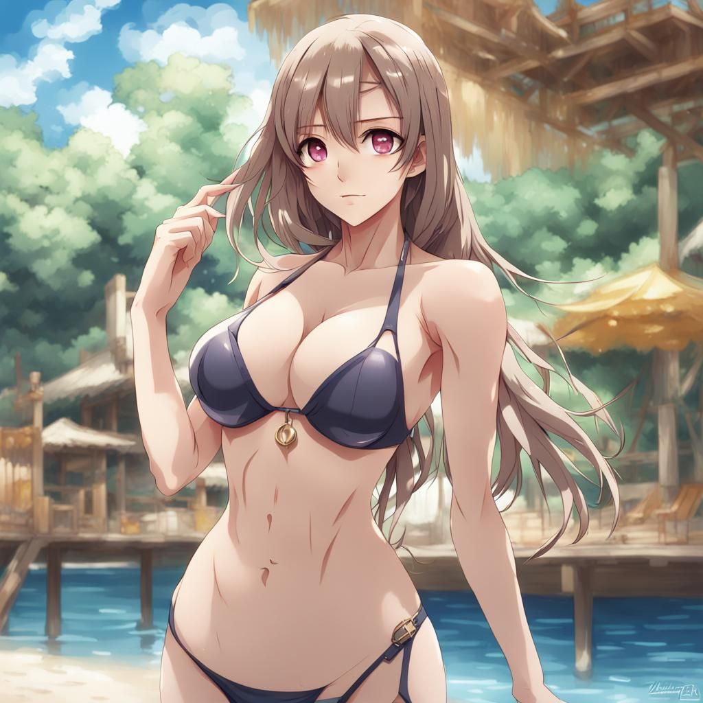Anime Bikini Girl in Japanese Manga Style