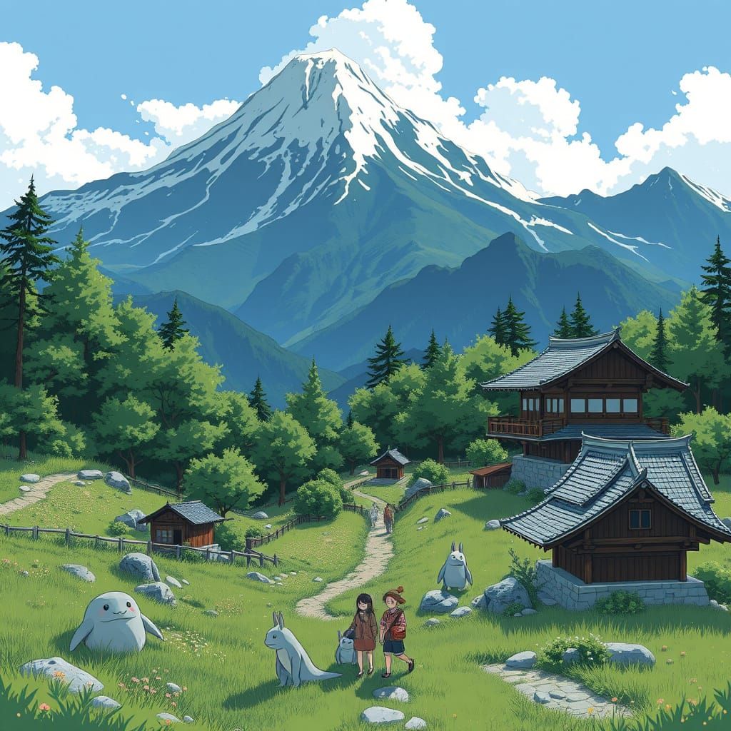 Ghibli-Inspired Fantasy Scene