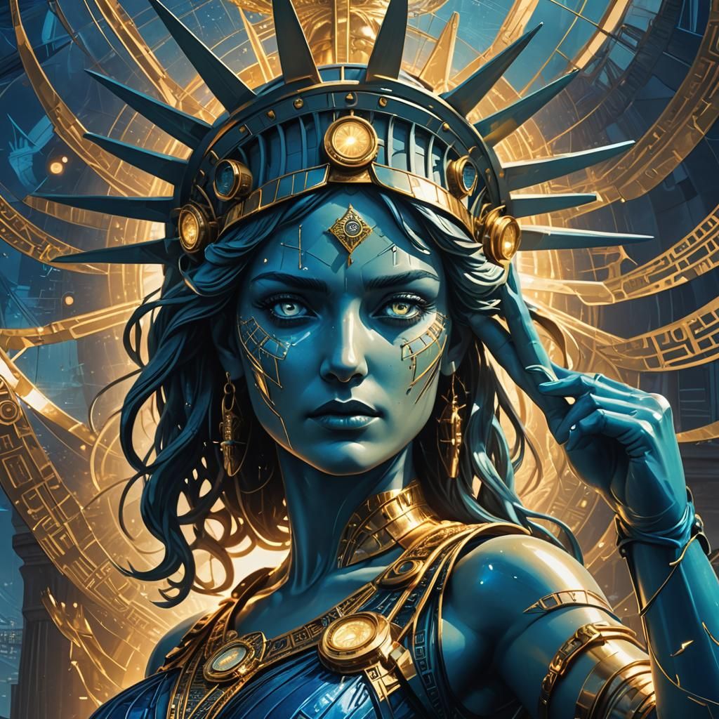 Futuristic Karma Anna Koenig: Cyberpunk Art Deco Concept