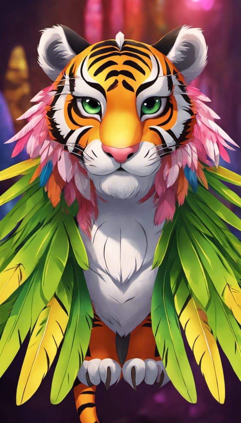 Chibi Tiger Parrot Hybrid in Jungle