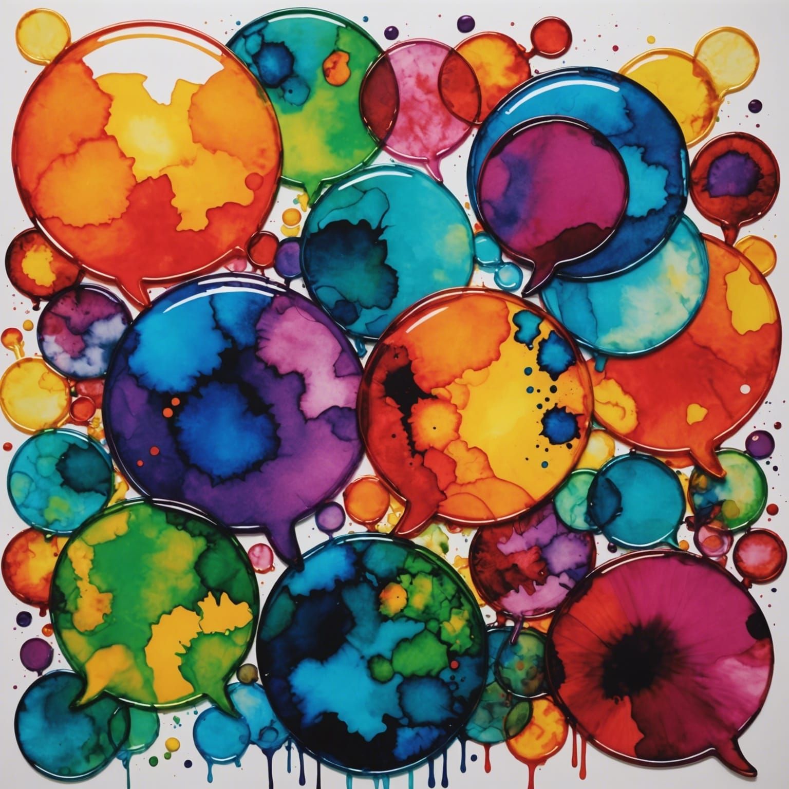 Abstract Alcohol Ink Art with Speech Bubble