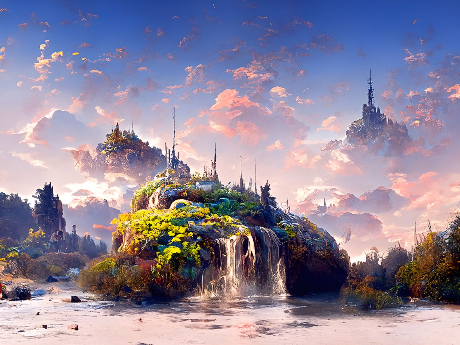 Overgrown Castle Vista in Romantic Style