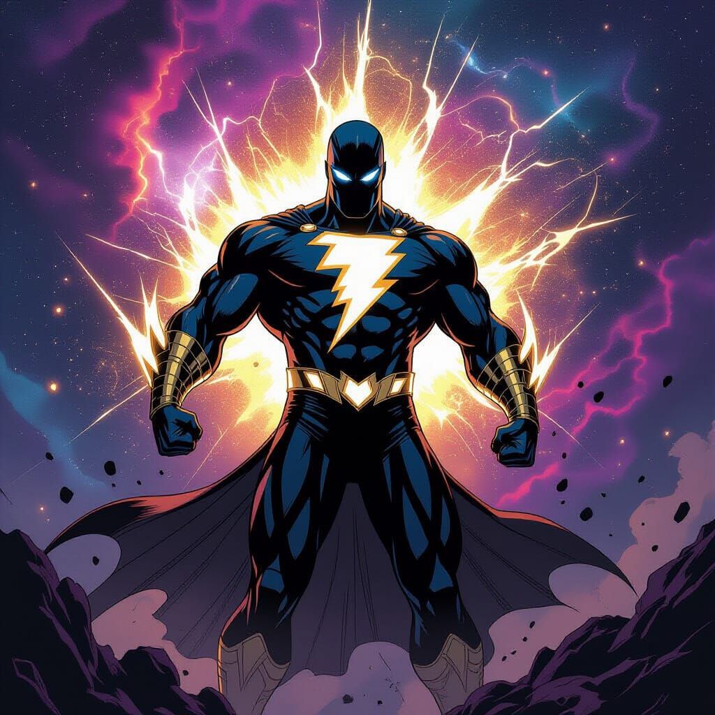 Black Adam Ultraman Hybrid Cosmic Transformation Art