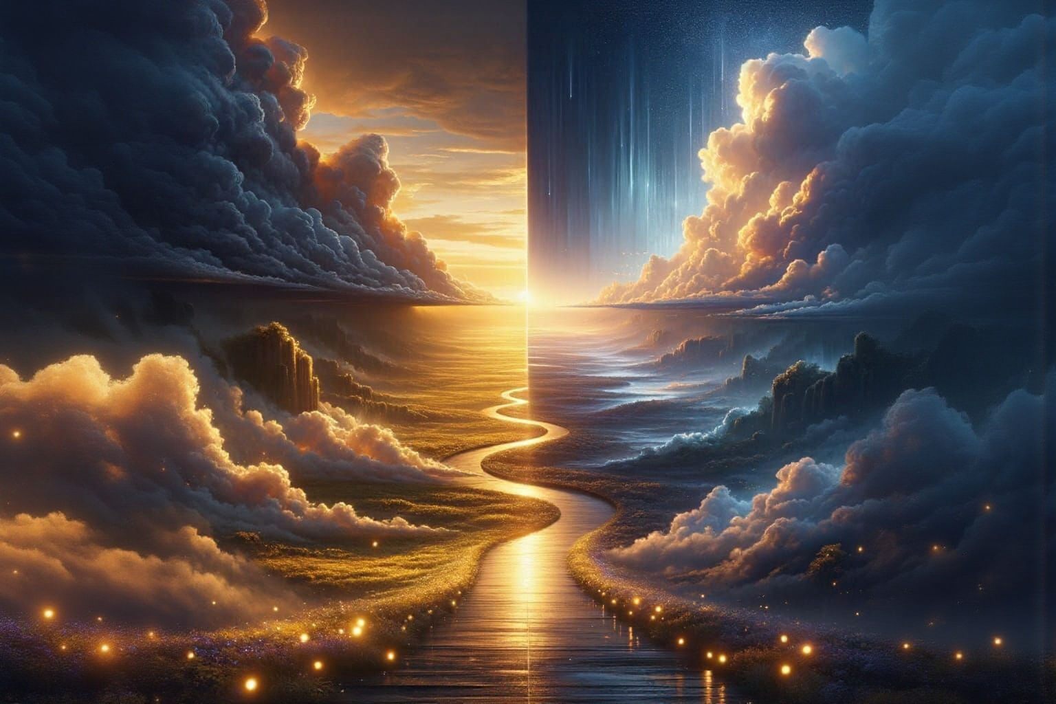 Hopeful Horizon After Storm Clearing Skies Detailed Matte Pa...