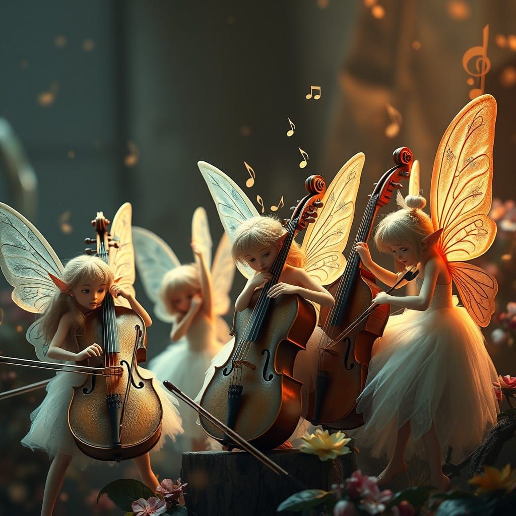 Enchanted Fairy Orchestra in a Cinematic Digital Painting