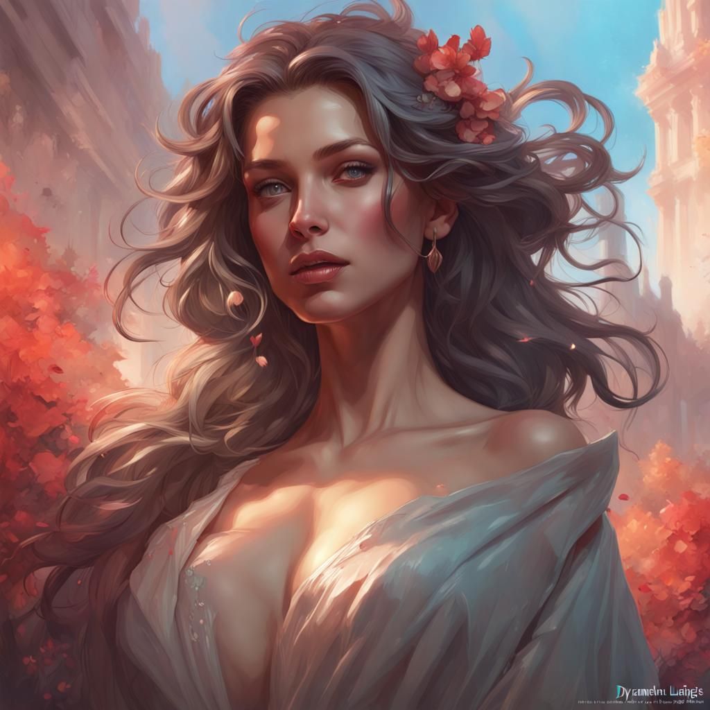 Sensual Woman Portrait in Art Nouveau Style