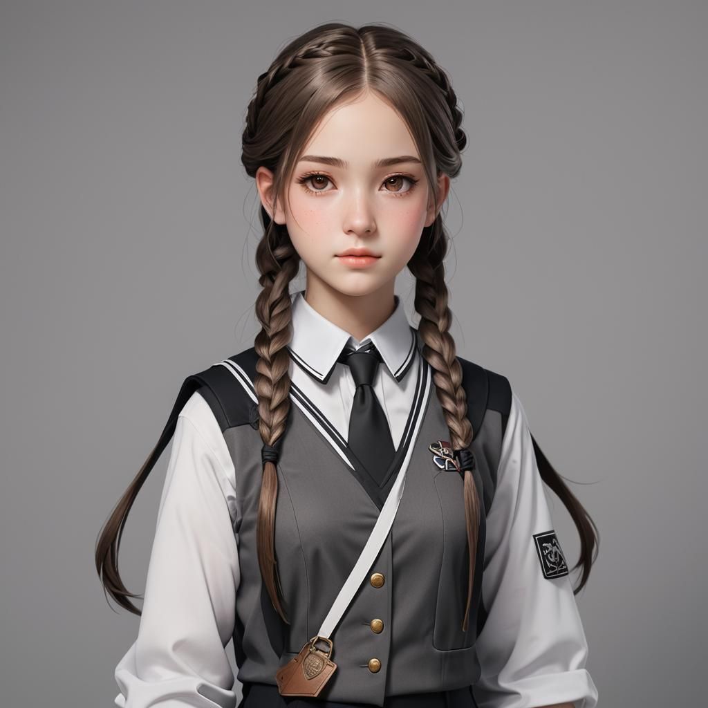 Anime Portrait of a Russian Girl in Uniform