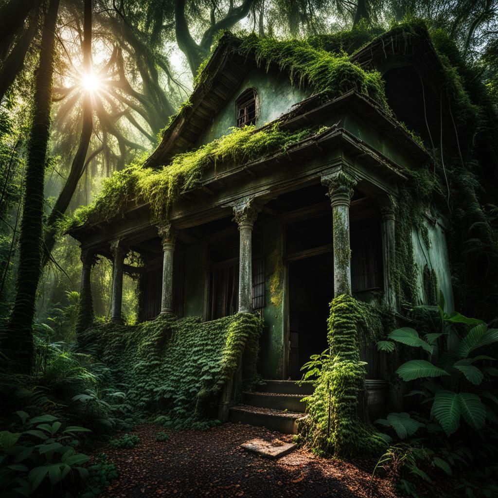 Decaying House in Dense Jungle