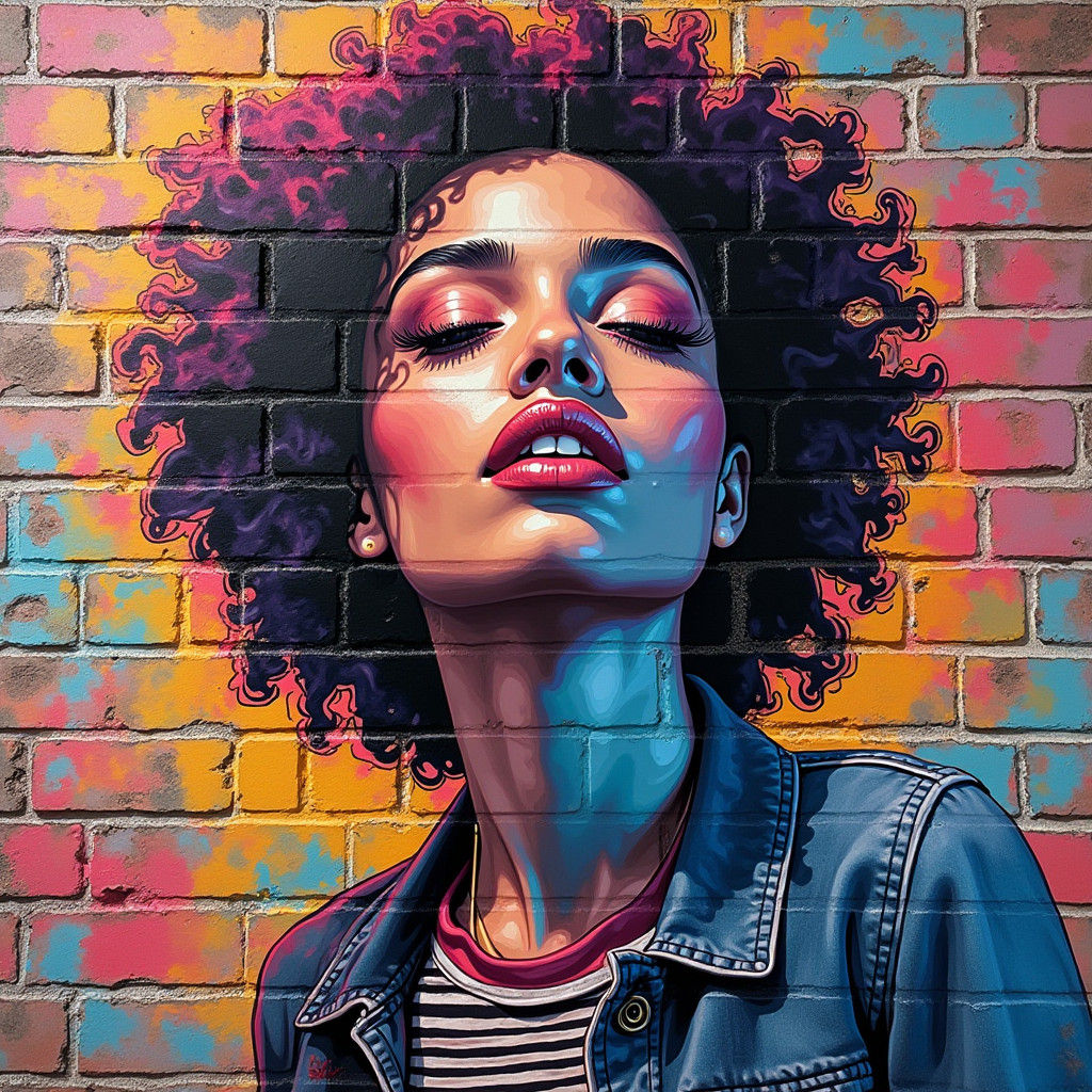 Woman Positivity Graffiti Art on Brick Wall