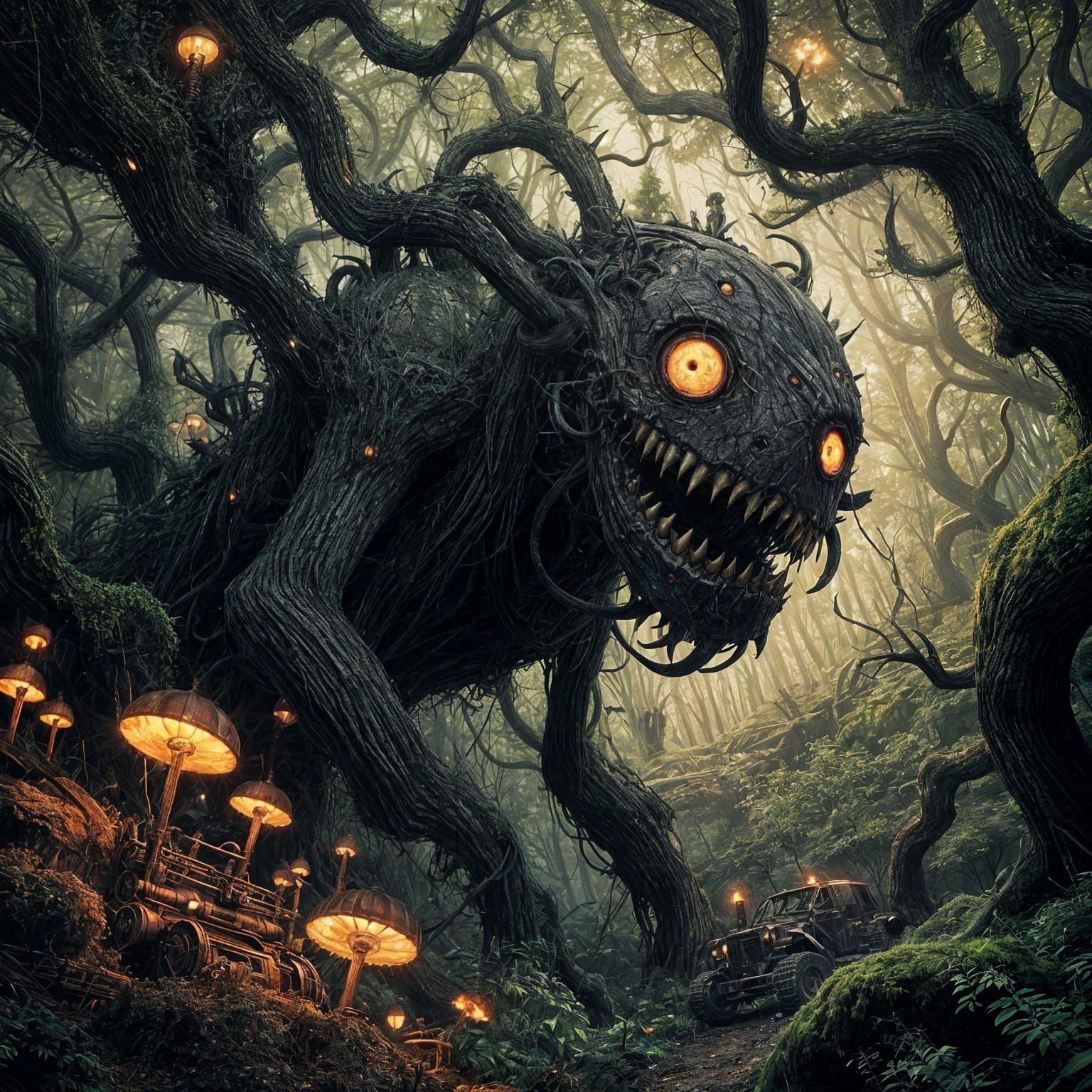 Menacing Machine in a Dark Forest