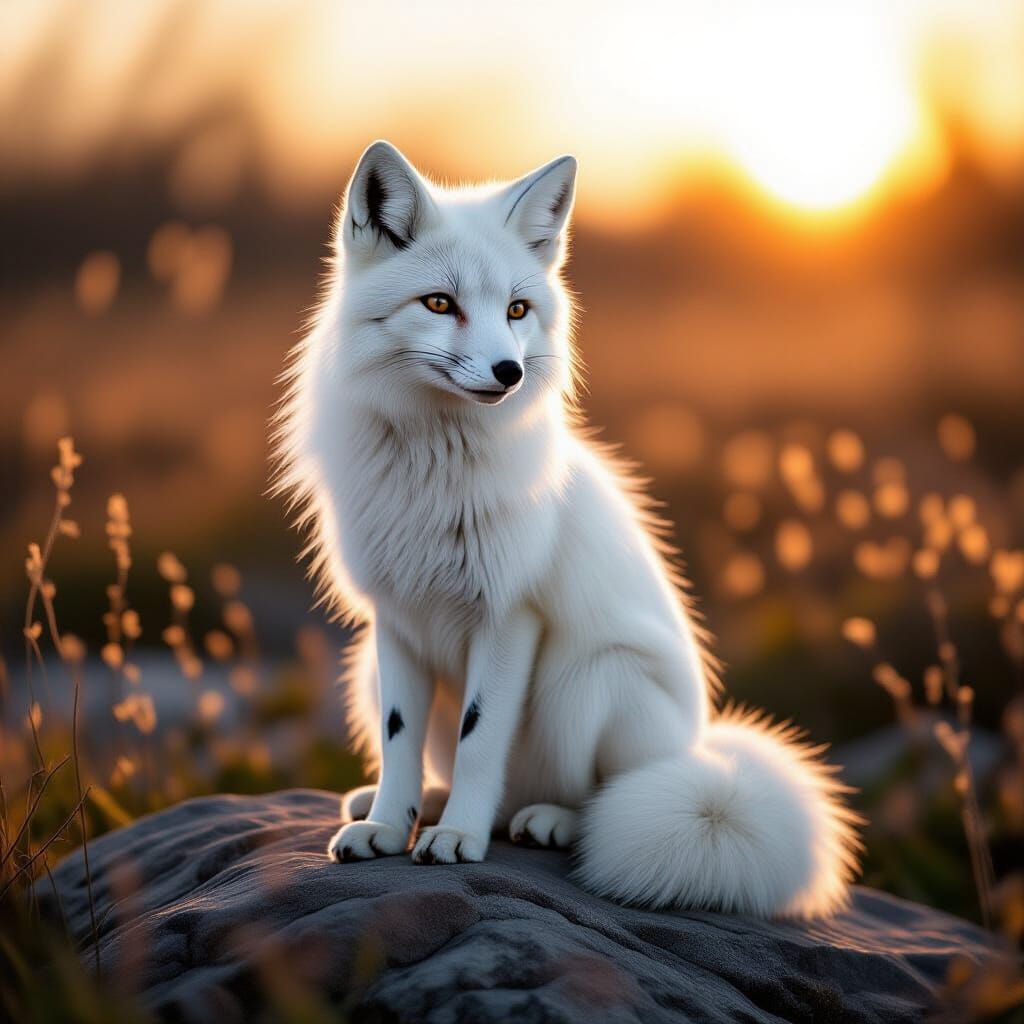 White Fox in Morning Sun - Cinematic Film Still