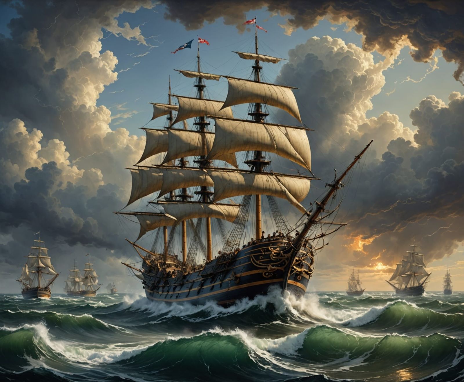 Dramatic Seascape in the Style of Dutch Golden Age Painting