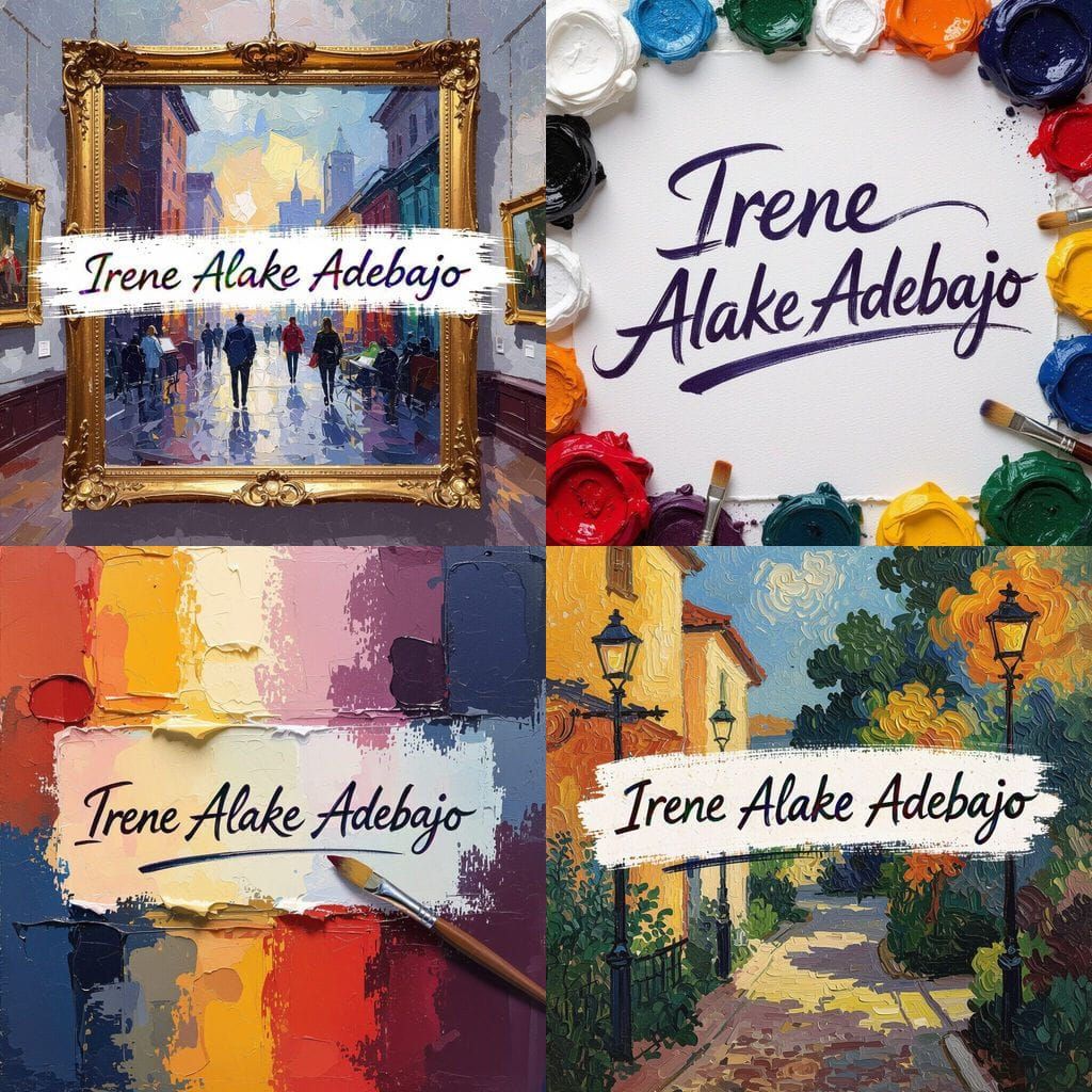 Artistic Signature "Irene Alake Adebajo" in Gouache Style