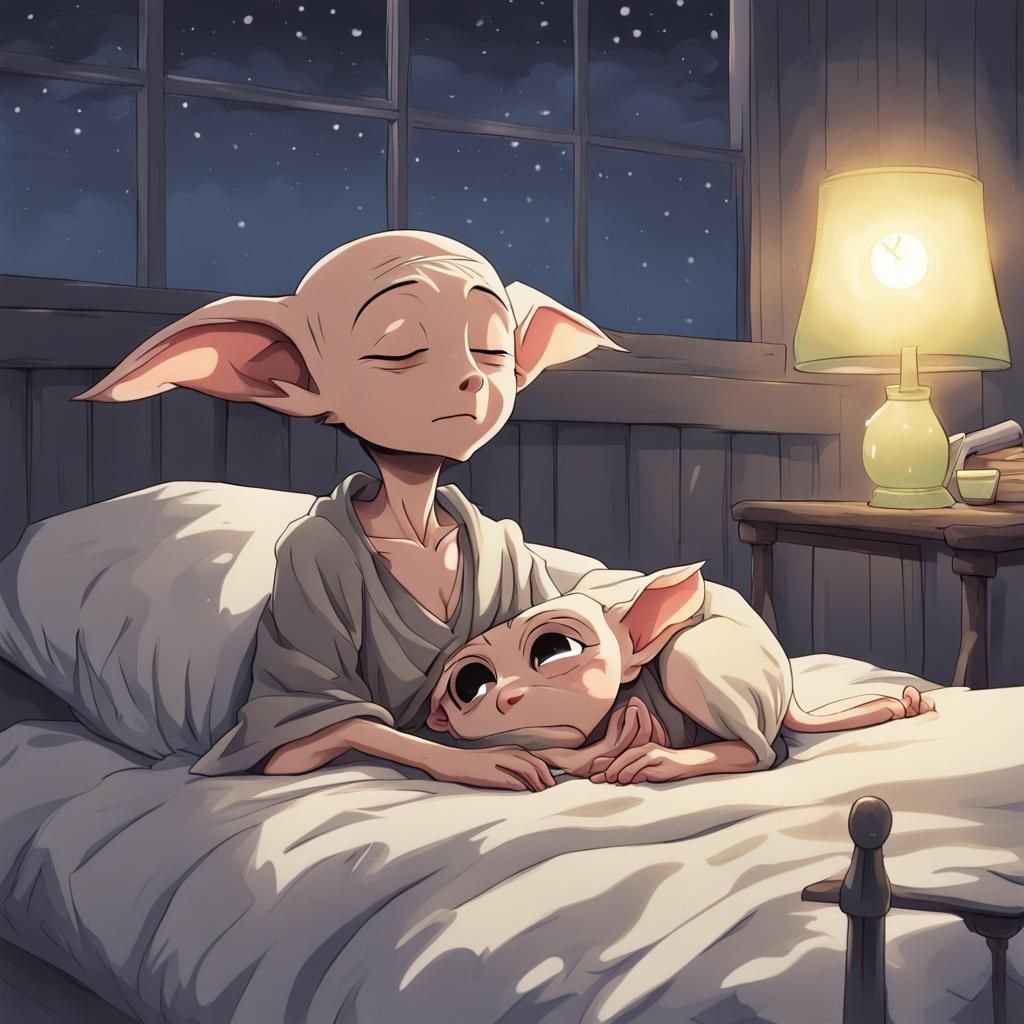 Dobby Sleeping: Anime Style Digital Art