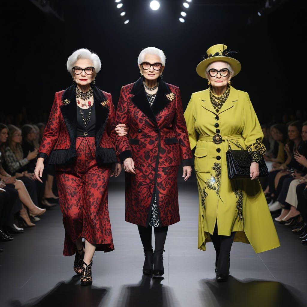 Elderly Models Strut Avant-Garde Runway in Iris Apfel-Inspir...