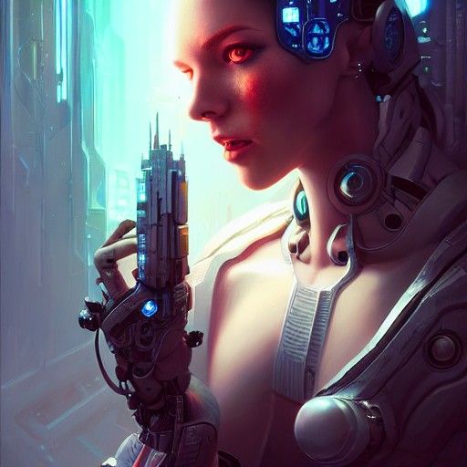 Beautiful Cyberpunk Cyborg Woman in 8k Resolution