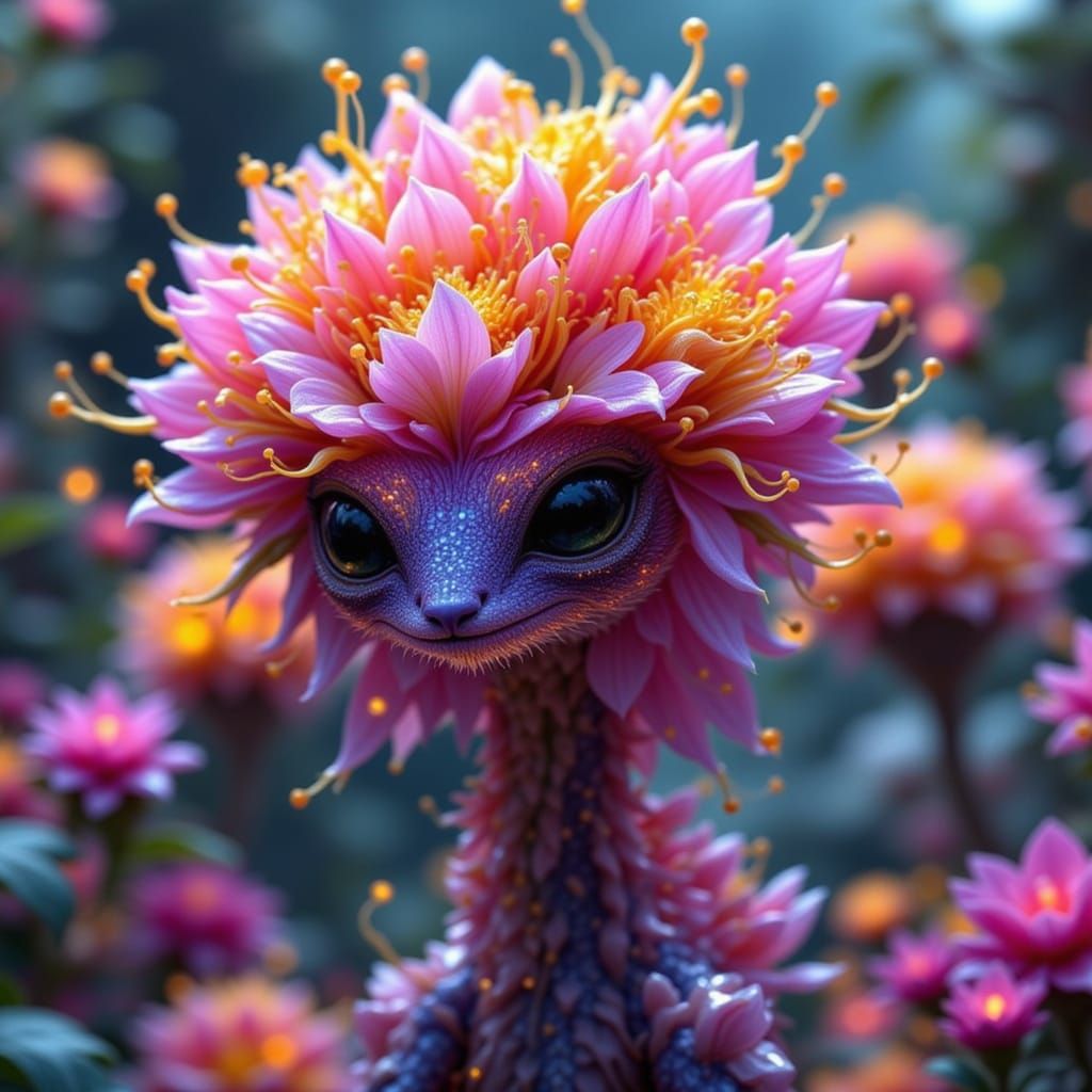 Dayglo Space Creatures Disguised as Flowers