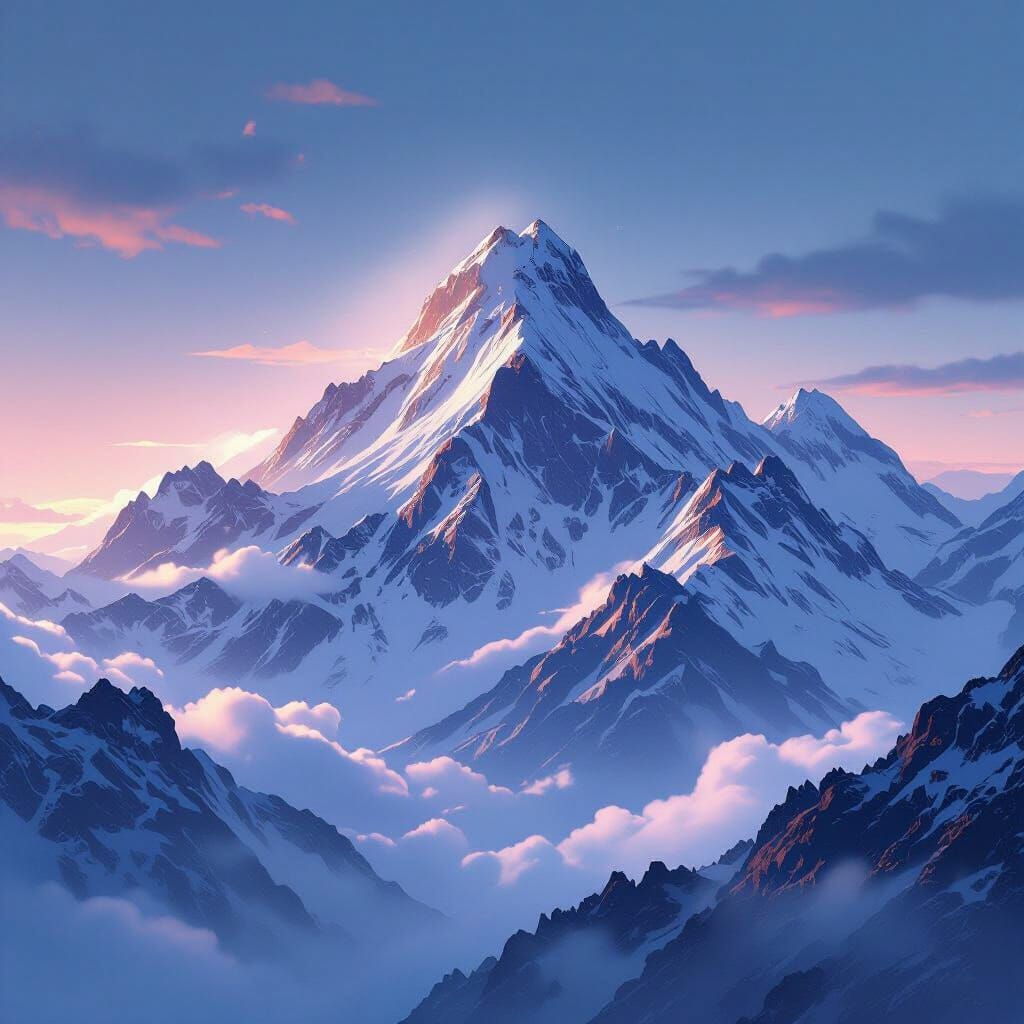 Blood-Capped Mountains at Dawn: Hyperrealistic Cinematic Lan...