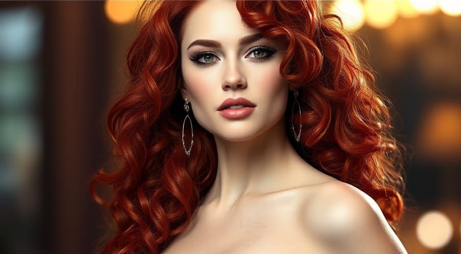 Beautiful Woman in Red Hair: Photorealistic Portrait