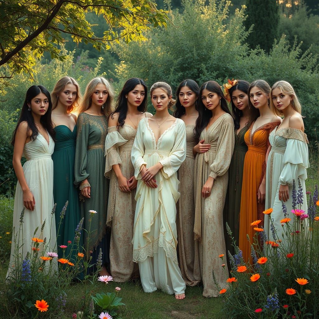 Elegant Women in Harmony with Nature