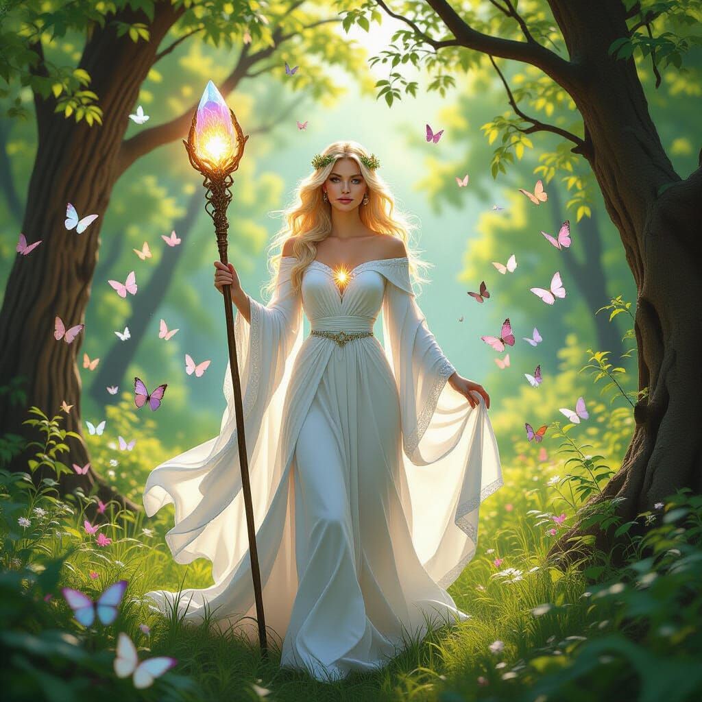 Ethereal Blonde Goddess in Butterfly Vortex