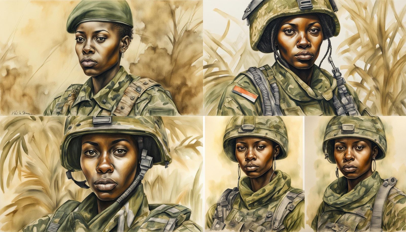 Female African Soldier Portrait in Post-Nuclear Setting
