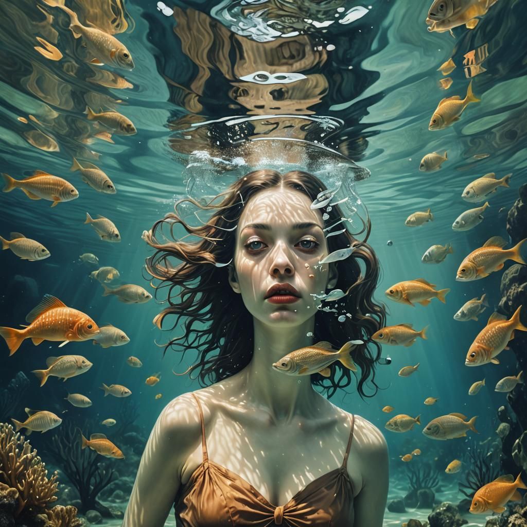 Surreal Underwater Portrait of a Girl