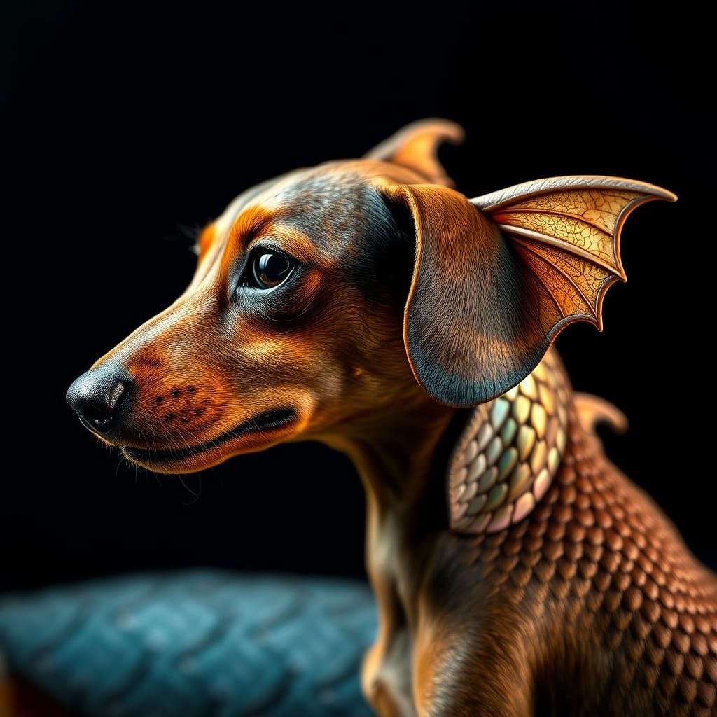 Dachshund Dragon Hybrid in Photorealistic Style