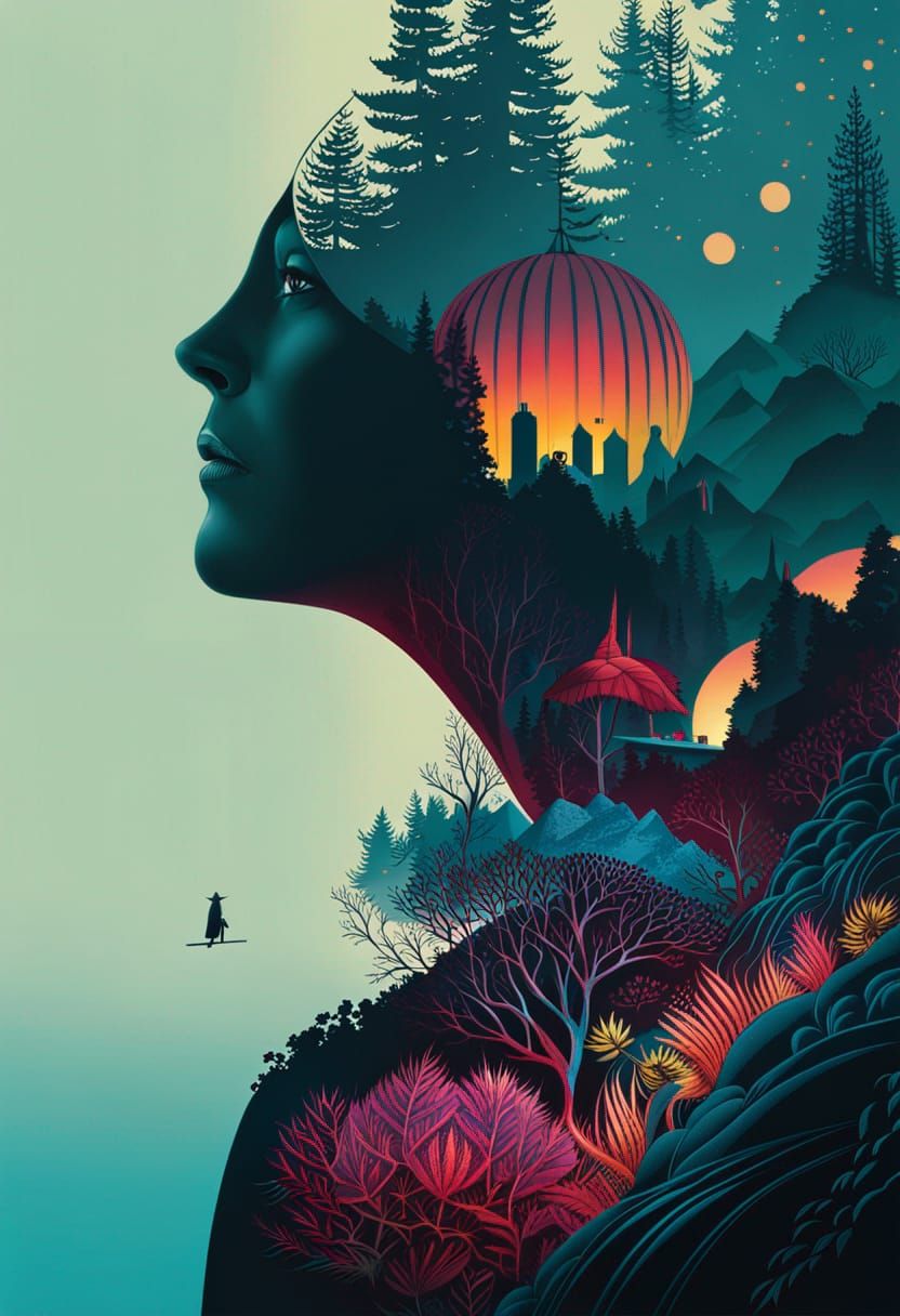 Punk Rock Rose Scene in Hyperdetailed Gouache Illustration